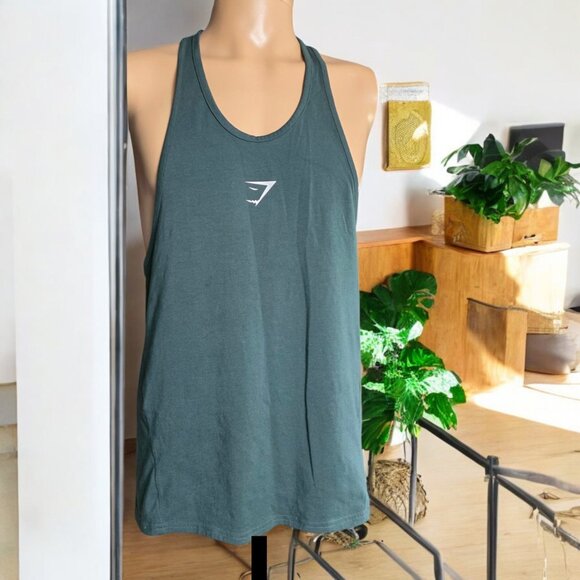 NWOT GYMSHARK ( MED ) REACT STINGER Slim Fit Active Denim Tea lTank Top - Picture 3 of 6